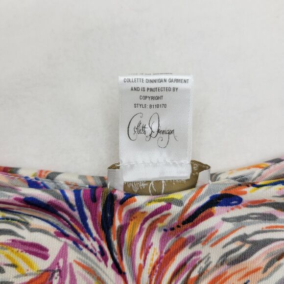 COLLETTE DINNIGAN Wrap 100% Silk Wrap Dress Size Small Abstract Print Artsy - Picture 7 of 14